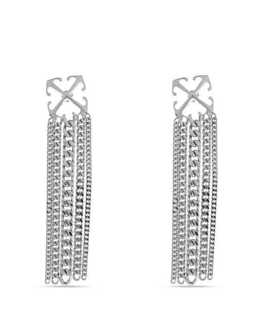 Off-White c/o Virgil Abloh White Arrows-Motif Chain-Link Earrings