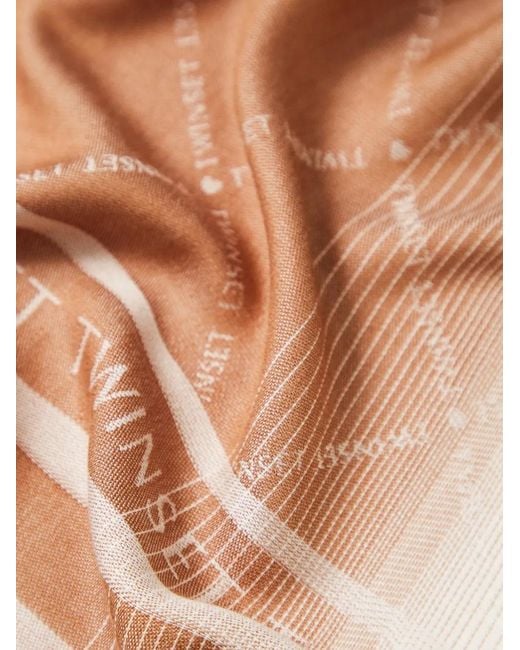 Twinset Natural Logo-Detail Pattern Scarf
