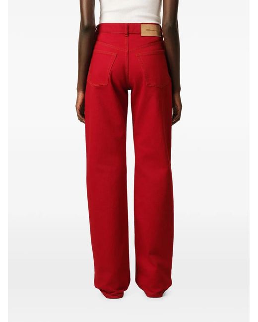 AMI Red Large-Fit Cotton Jeans