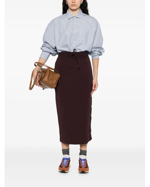 Pinko Purple Drawstring Side-Stripe Skirt