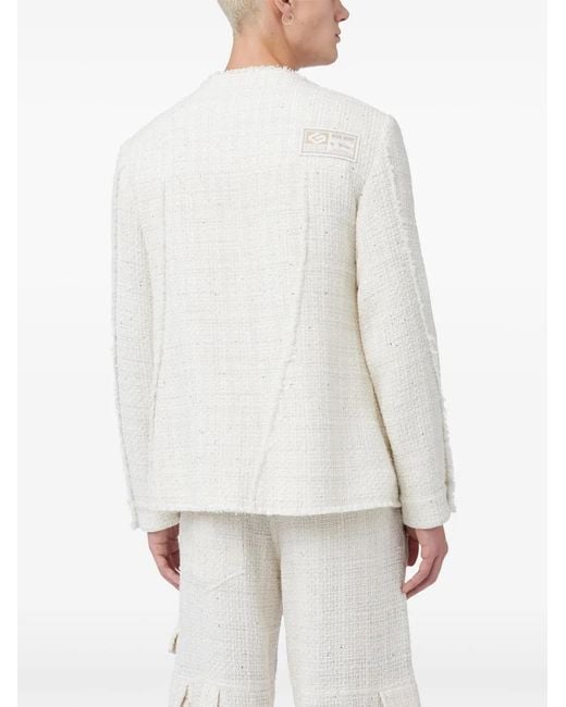 Gcds White Sequin-Embellished Tweed Jacket