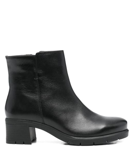 Ara Black Leather Heeled Boots