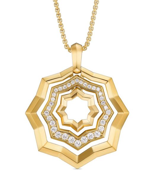 David Yurman Metallic 18kt Yellow Gold Stax Diamond Pendant Necklace