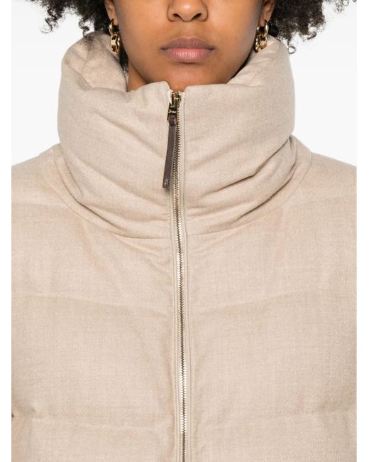 Herno キルティング ハイネックコート Natural