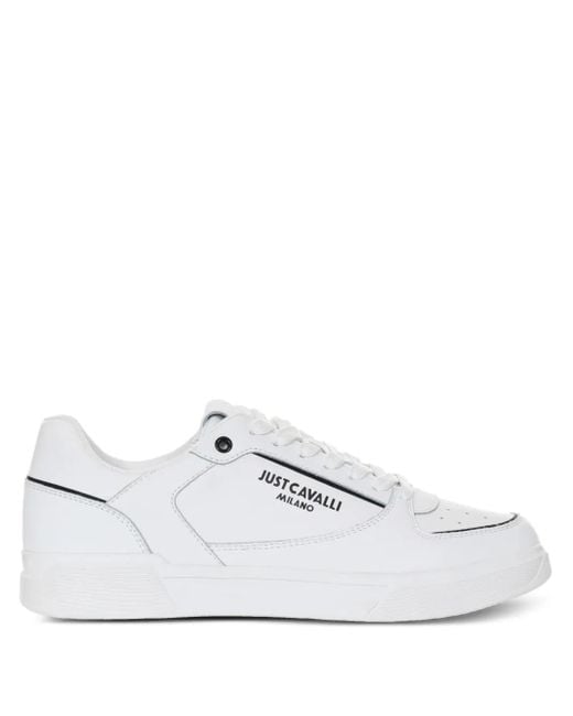 Just Cavalli White Logo-Print Sneakers for men