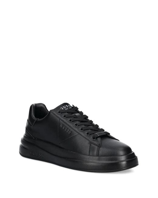 Guess Black Elba Embossed-Logo Platform Sneakers for men
