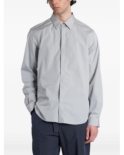Paul Smith Gray Chemise À Fermeture Dissimulée Sur Le Devant for men