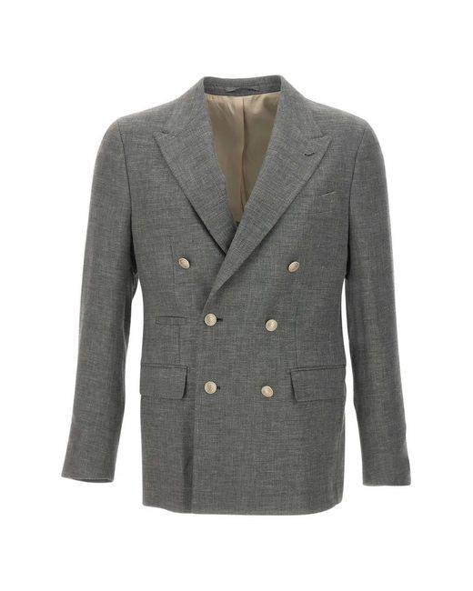 Eleventy Gray Double-Breasted Blazer for men
