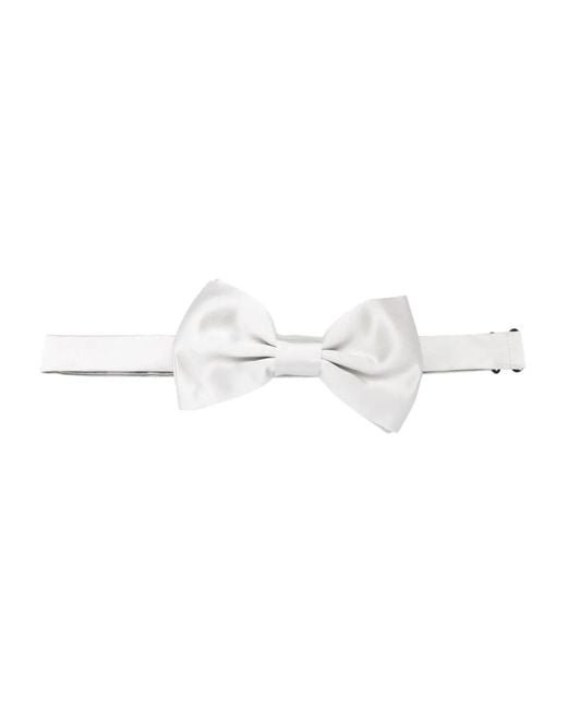 Lady Anne White Satin Silk Bow Tie for men
