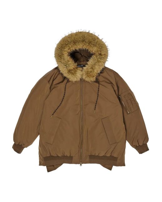 Bimba Y Lola Brown Fur Hooded Jacket
