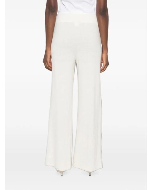 SERGIO MORETTI FIRENZE White Wide-Leg Knitted Trousers
