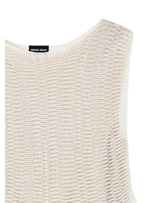 Giorgio Armani White Openwork Top