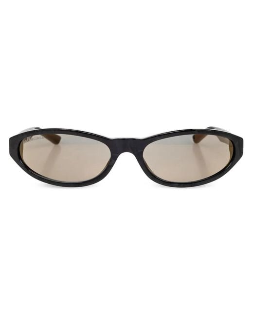 Balenciaga Brown Neo Oval-Frame Mirrored Sunglasses