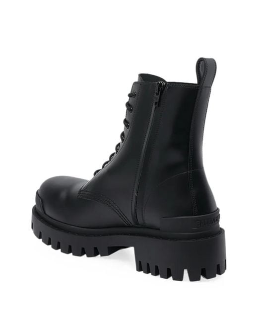 Balenciaga Black Strike Lace-Up Ankle Boots for men