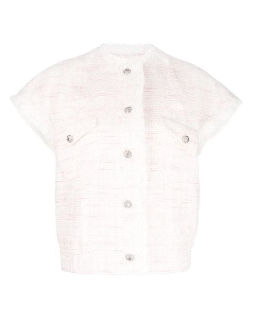 Shiatzy Chen White Lace-Embellished Tweed Jacket