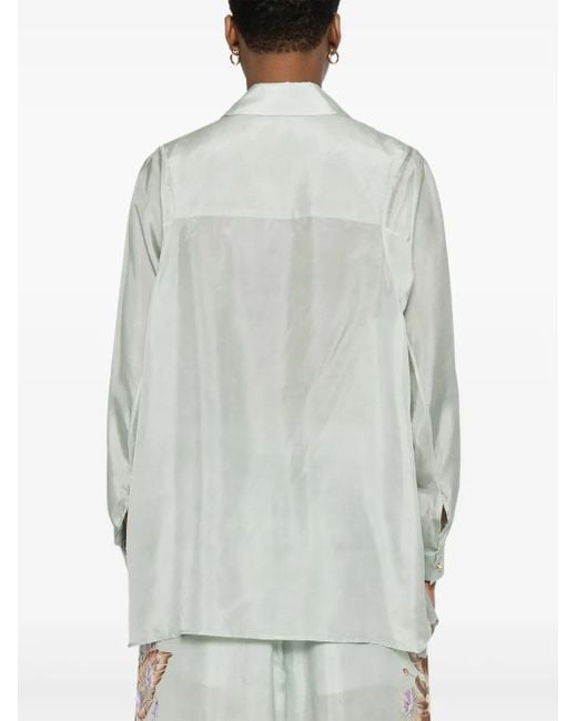 Zimmermann White Coco Printed Silk Shirt