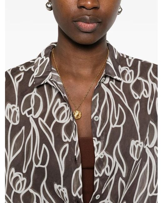 Whyci White Floral-Print Shirt