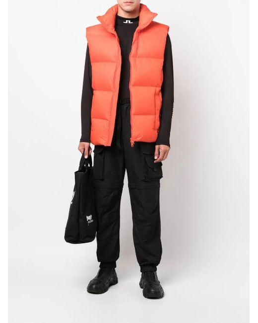 MSGM Orange Gilet Matelassé À Fermeture Zippée for men