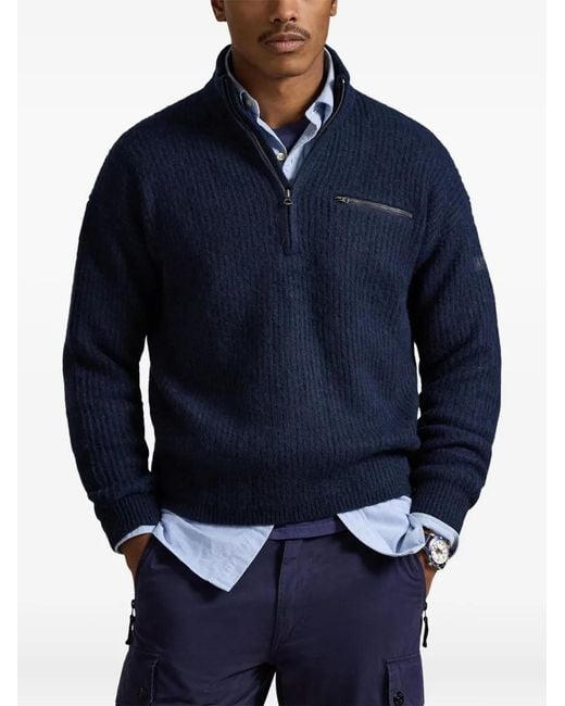 Polo Ralph Lauren Blue Half-Zip Sweater for men