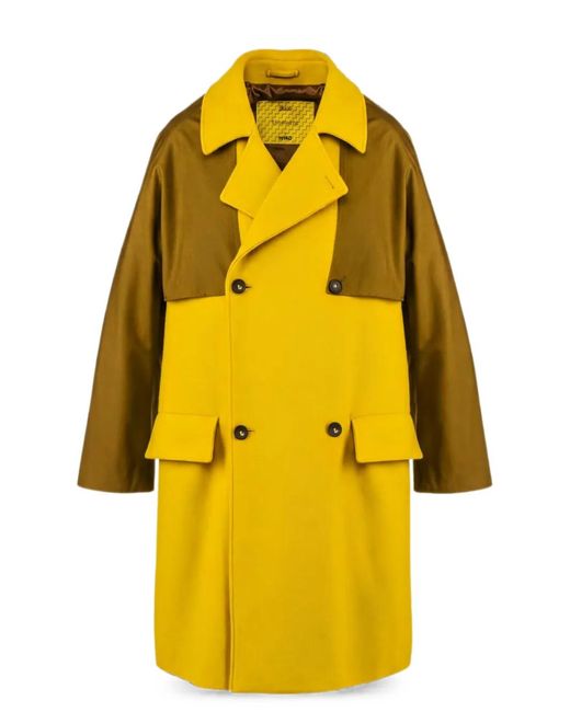 Herno Yellow Double-Breasted Colour-Block Jacket for men