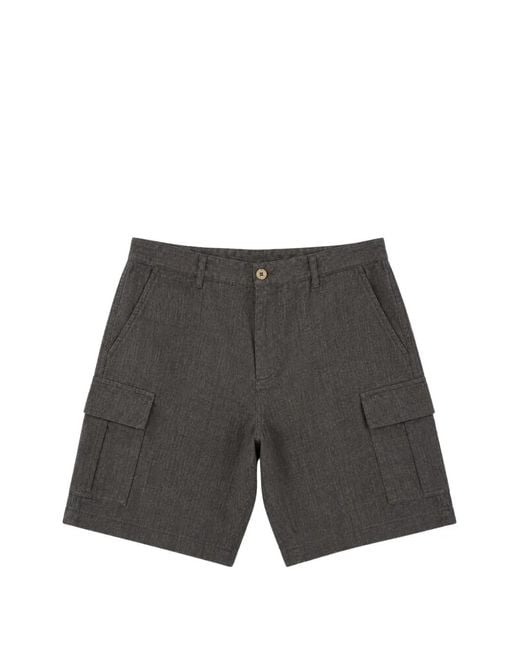 Seventy Gray Linen Cargo Shorts for men