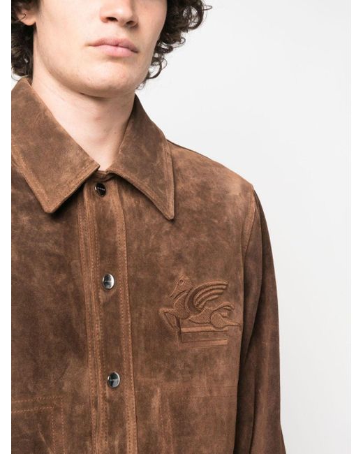 Etro Hemdjacke aus Wildleder in Brown für Herren