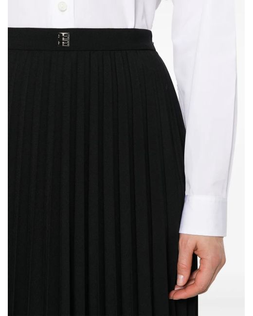 Givenchy Black 4G-Plaque Pleated Midi Skirt