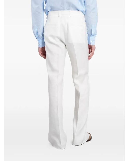 Tagliatore White Pressed-Crease Tailored Trousers for men
