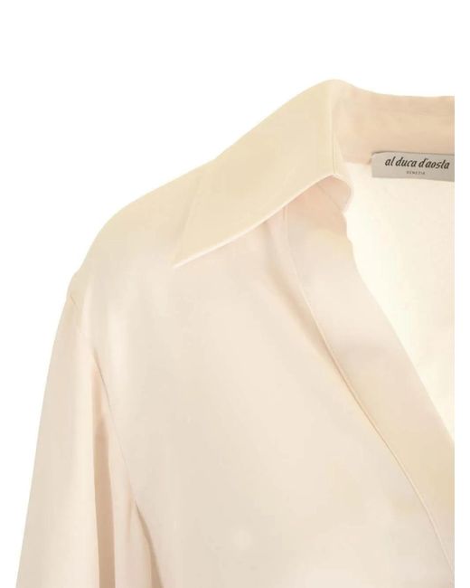 Al Duca D'aosta White Long-Sleeve V-Neck Blouse