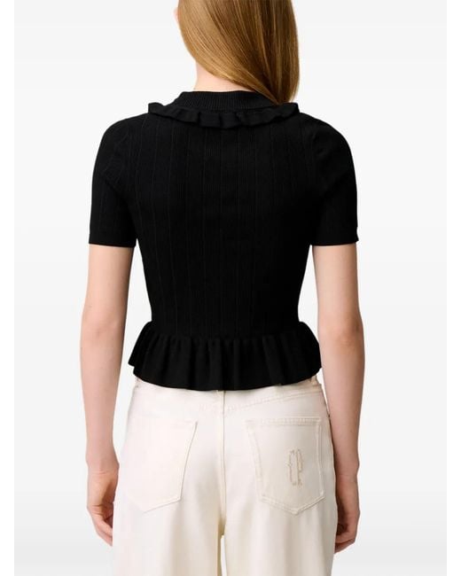 Claudie Pierlot Black Haut En Maille Ajourée
