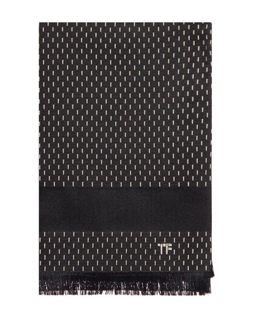 Tom Ford Black Jacquard Silk Scarf for men