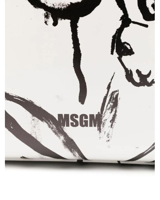 MSGM White Rabbit-Print Tote Bag