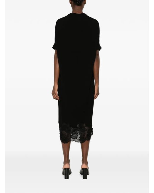 Fabiana Filippi Black Lace-Trim Short-Sleeve Dress