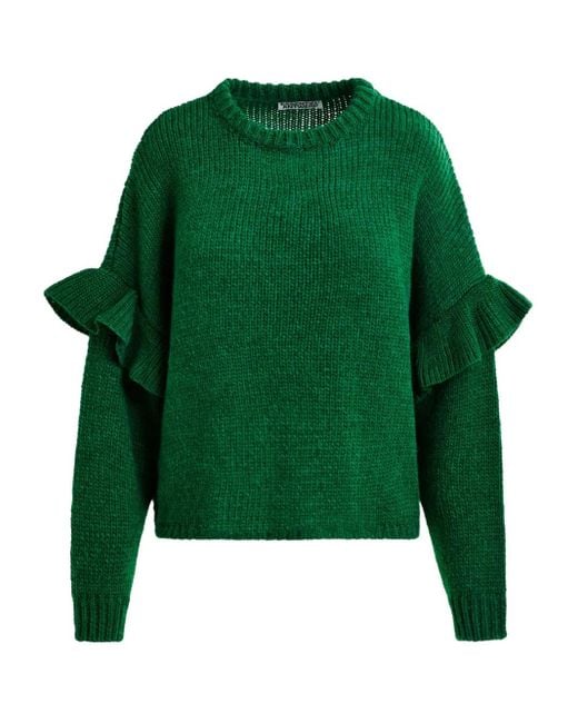 Essentiel Antwerp Green Ijune Ruffle-Detail Sweater
