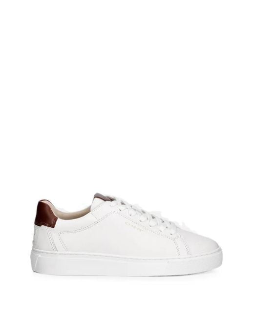 Gant White Contrast-Heel Leather Sneakers for men