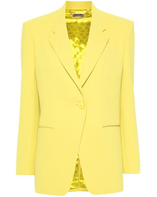 Blazer de crepé con logo bordado Elisabetta Franchi de color Yellow