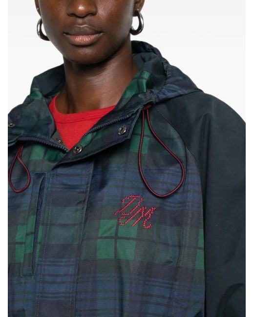 Damson Madder Blue Liu Tartan Hooded Raincoat