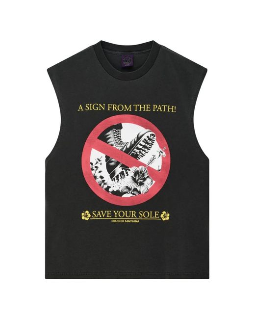 Deus Ex Machina Black Save Your Foot Graphic-Print Vest for men