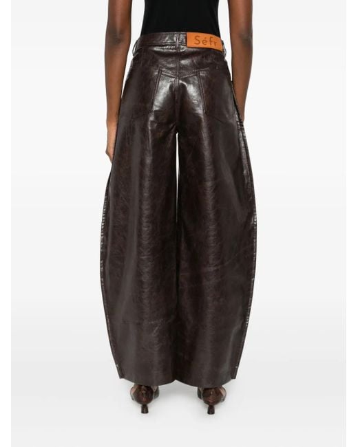Séfr Gray Leather Flared Trousers