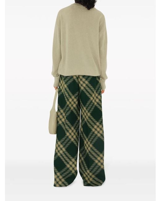 Burberry Green Paperclip-Detail Cashmere Jumper