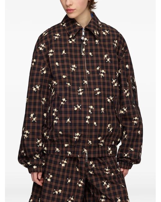 Ganni Brown Checked Bomber Jacket