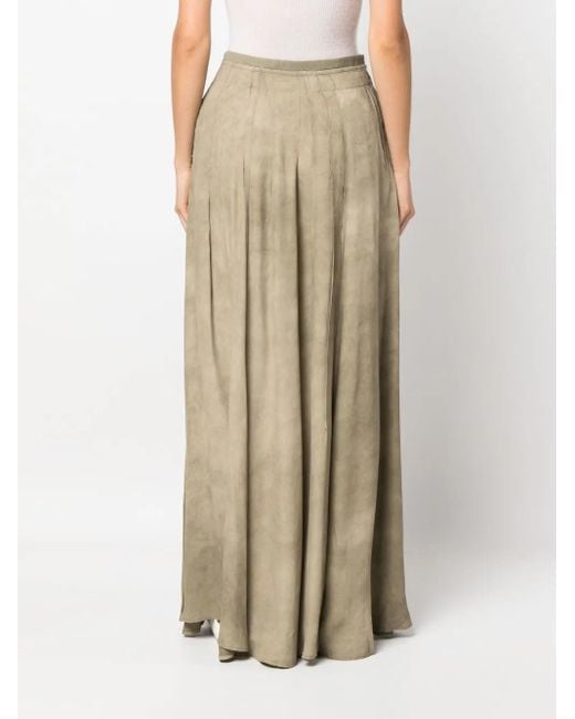 Ziggy Chen Natural Distressed-Effect Pleated Maxi Skirt