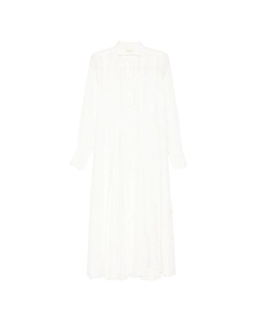 Forme D'expression White Pleated Midi Dress