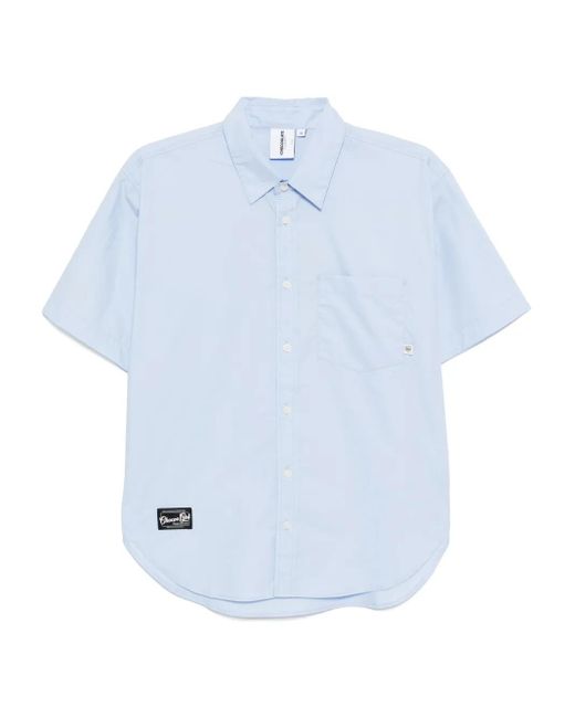 Chocoolate Blue Short-Sleeves Cotton Shirt