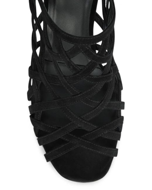 Balmain Black Wedge Cage Sandals