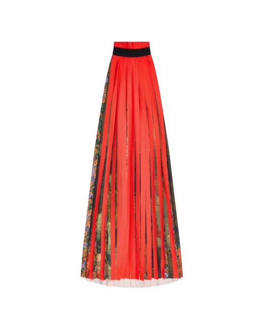 Dries Van Noten Red Printed Pleated Dress