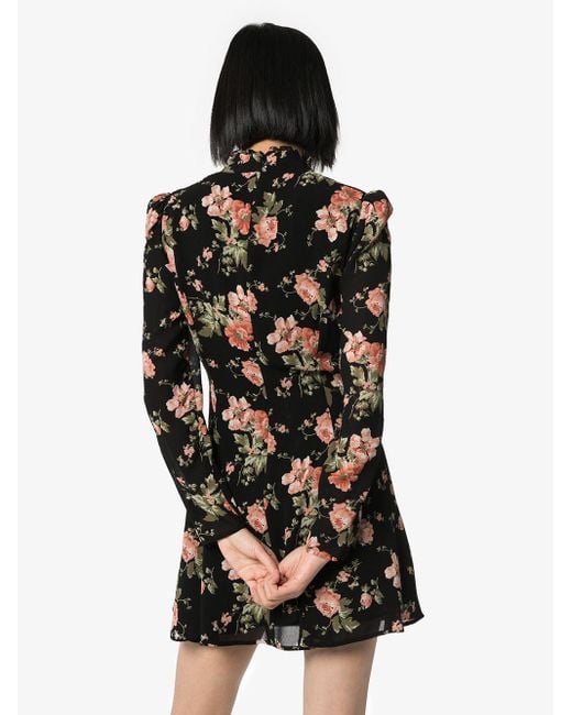 reformation black floral mini dress Black Floral Printed Mini Dress by Reformation
