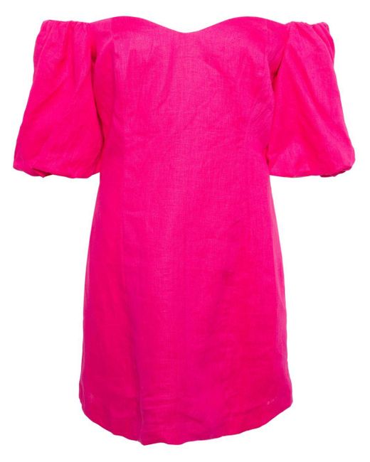 RHODE Pink Dali Linen Mini Dress