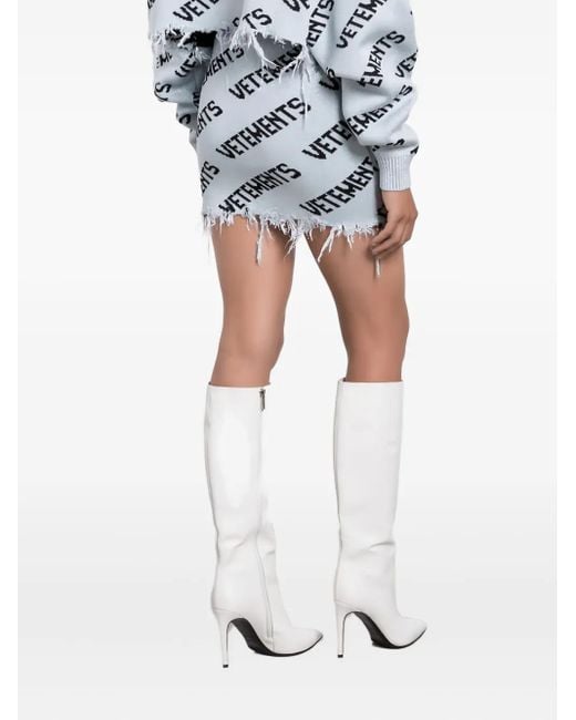 Vetements Gray Monogram Frayed Mini Skirt