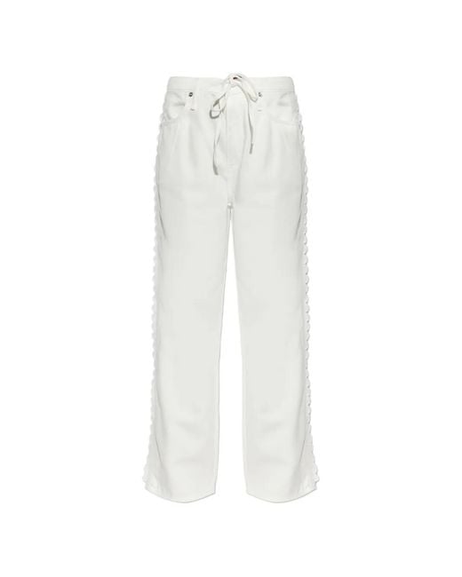 Rag & Bone White Scallop-Trim Drawstring Jeans
